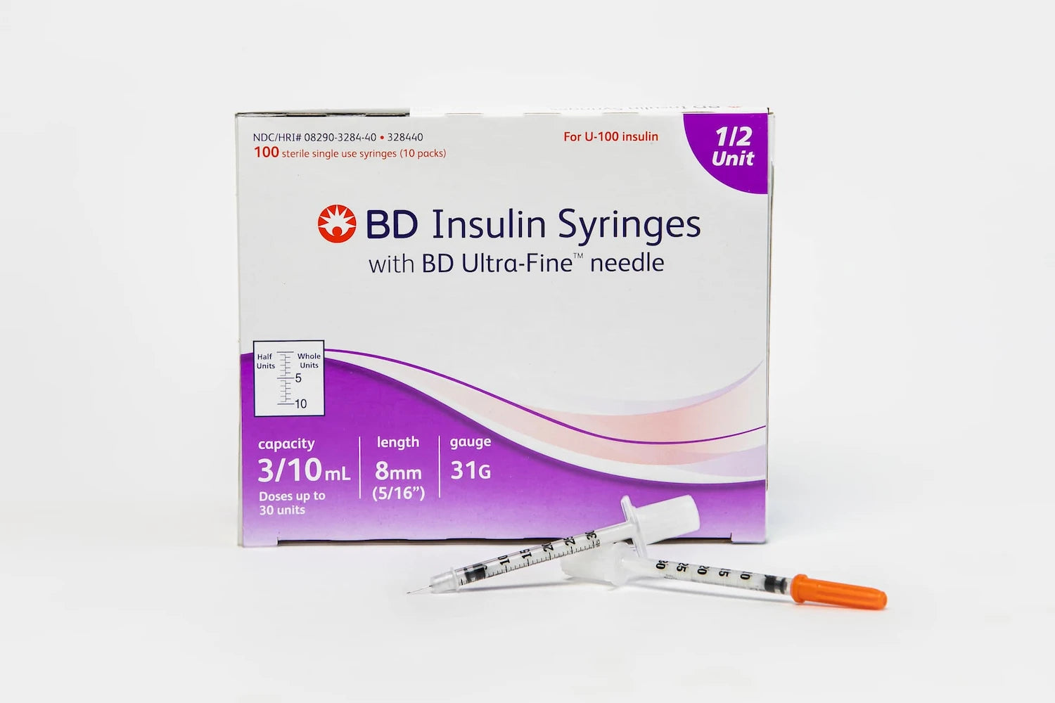 0.3 cc Ultra Fine Syringe 31 gauge with 1/2 unit markings - Box of 100 (BD-Embecta)