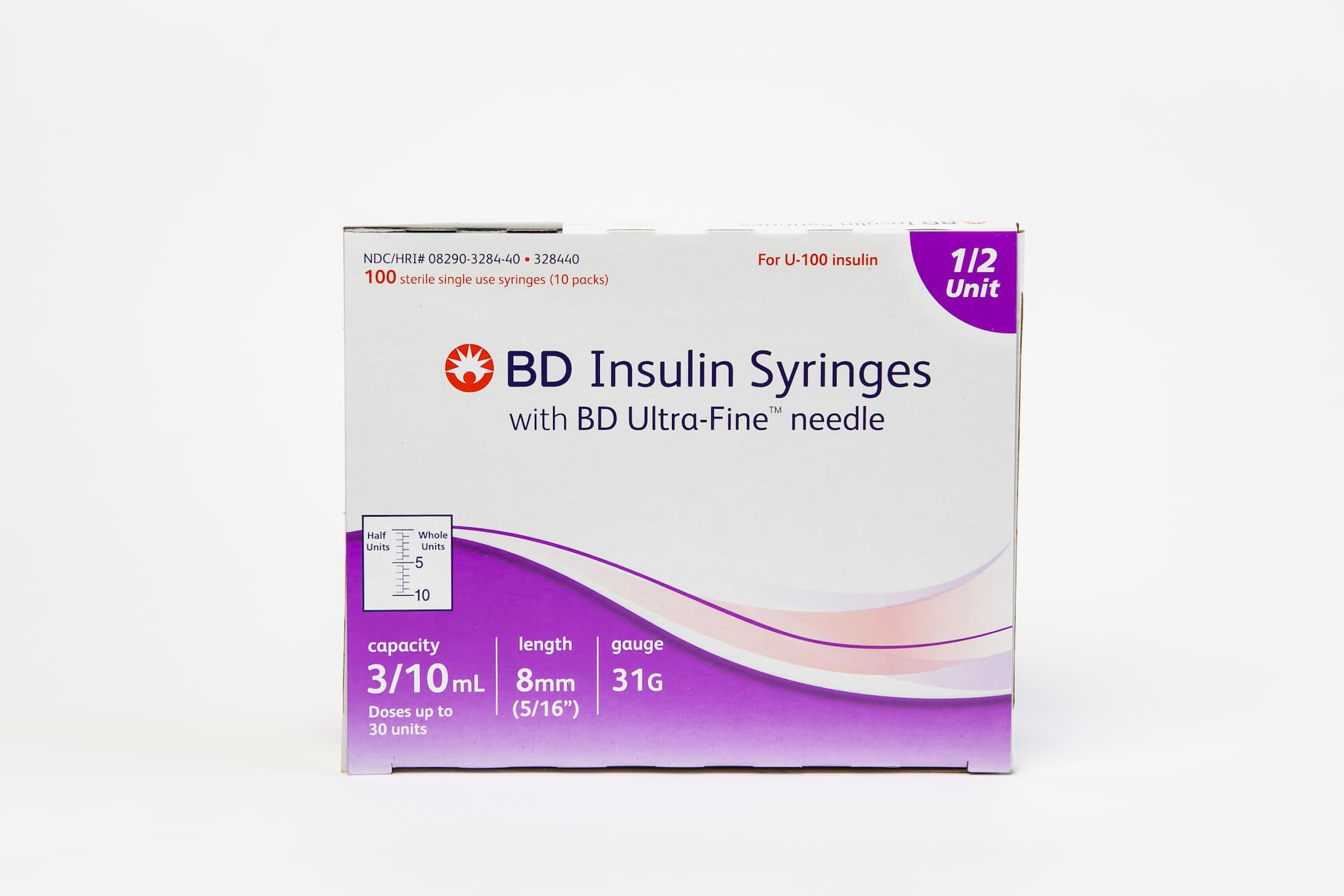 0.3 cc Ultra Fine Syringe 31 gauge with 1/2 unit markings - Box of 100 (BD-Embecta)