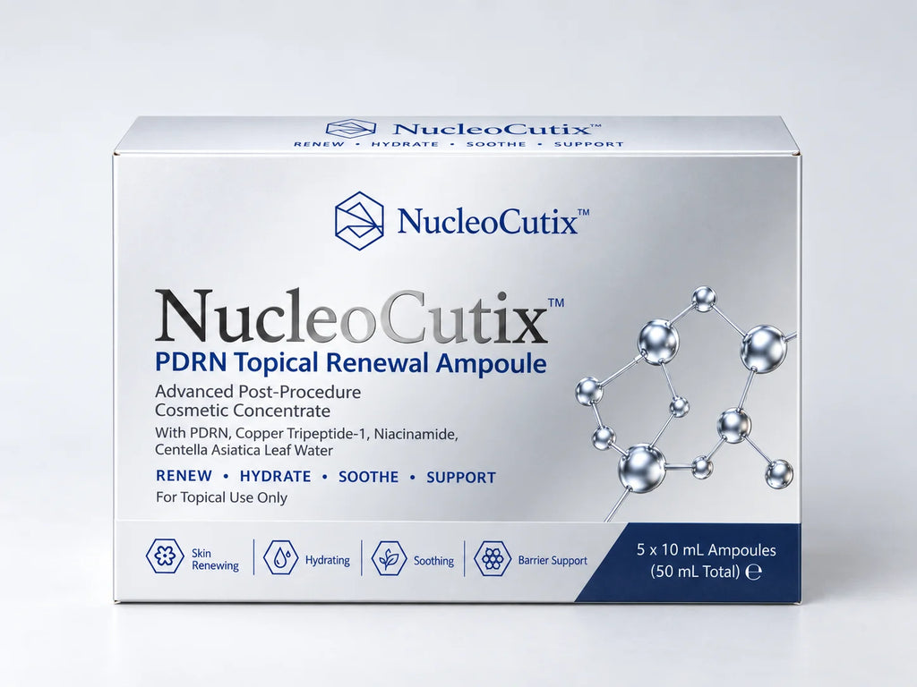 NucleoCutix PDRN Topical Renewal Ampoule box of 5 x 10 mL, front view